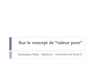 sur le concept de valeur pure