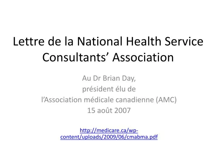 lettre de la national health service consultants association