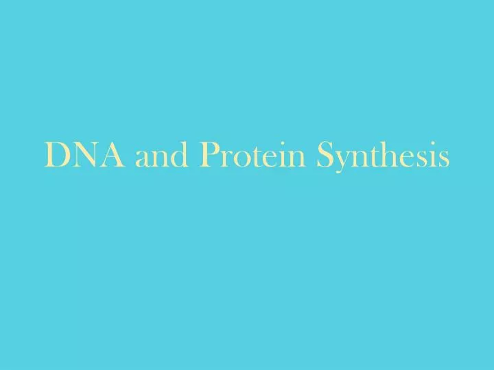 dna and protein synthesis