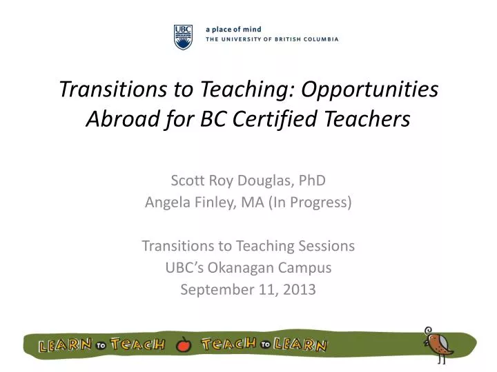 transitions to teaching opportunities abroad for bc certified teachers