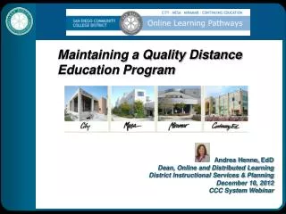 Maintaining a Quality Distance Education Program