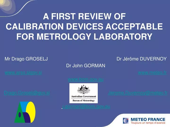 a first review of calibration devices acceptable for metrology laboratory