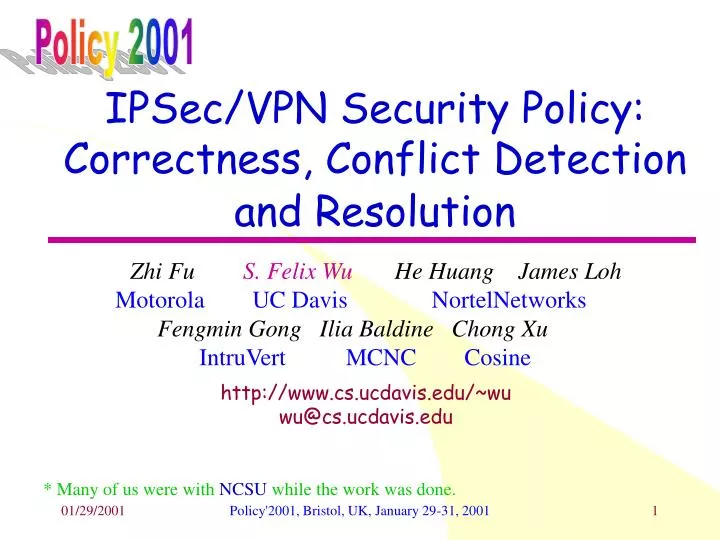ipsec vpn security policy correctness conflict detection and resolution