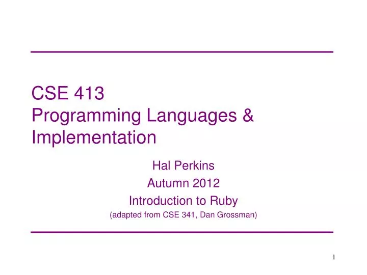 cse 413 programming languages implementation