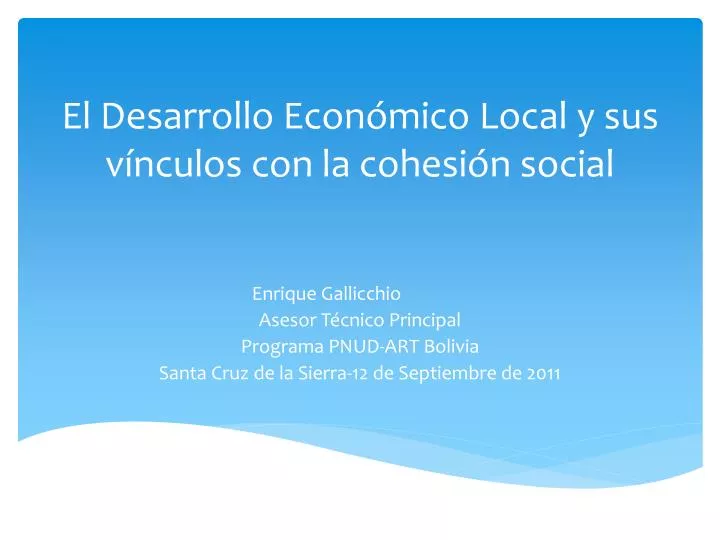 el desarrollo econ mico local y sus v nculos con la cohesi n social