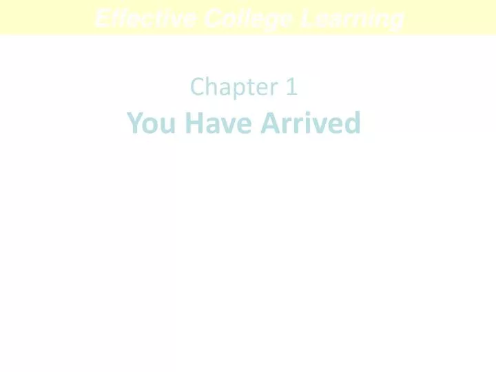 chapter 1 you have arrived
