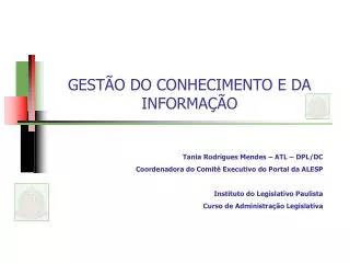 gest o do conhecimento e da informa o