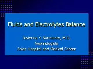 Fluids and Electrolytes Balance