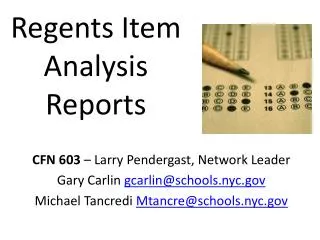 Regents Item Analysis Reports