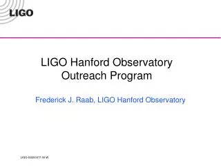 LIGO Hanford Observatory Outreach Program