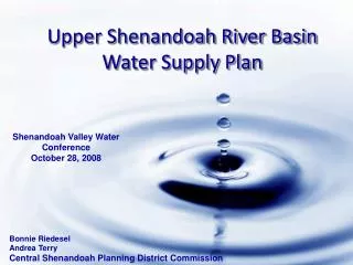 Upper Shenandoah River Basin Water Supply Plan