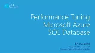 Performance Tuning Microsoft Azure SQL Database