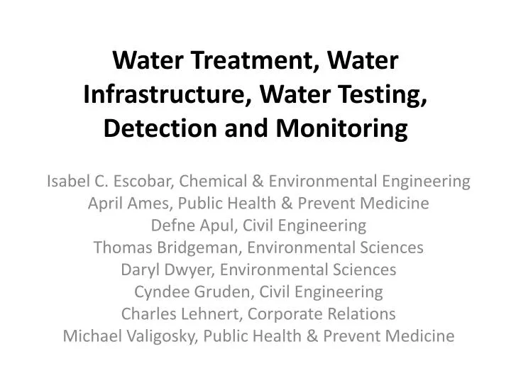 water treatment water infrastructure water testing detection and monitoring