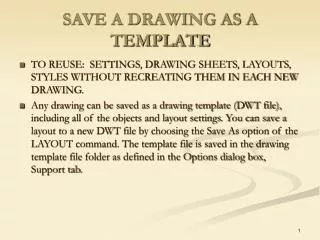 SAVE A DRAWING AS A TEMPLATE