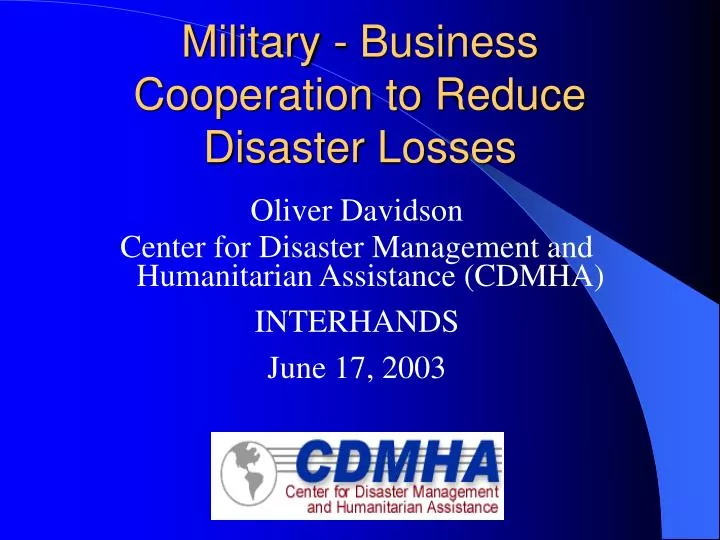 military business cooperation to reduce disaster losses