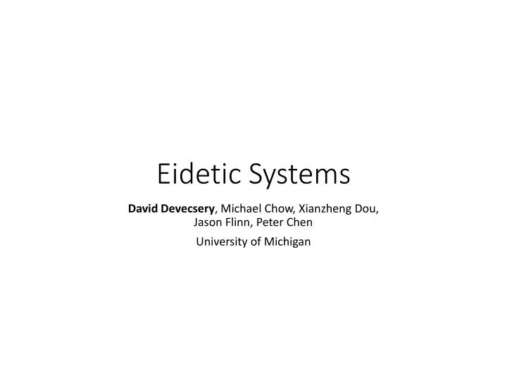 eidetic systems