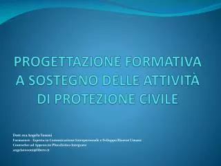 progettazione formativa a sostegno delle attivit di protezione civile