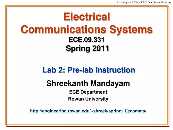 electrical communications systems ece 09 331 spring 2011