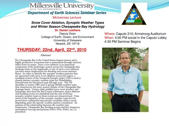 department of earth sciences seminar series mcinerney lecture