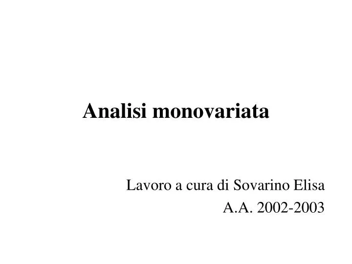 analisi monovariata