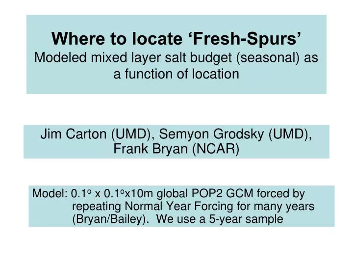 where to locate fresh spurs modeled mixed layer salt budget seasonal as a function of location