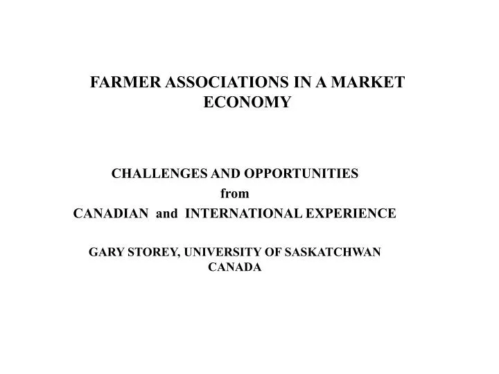 farmer associations in a market economy