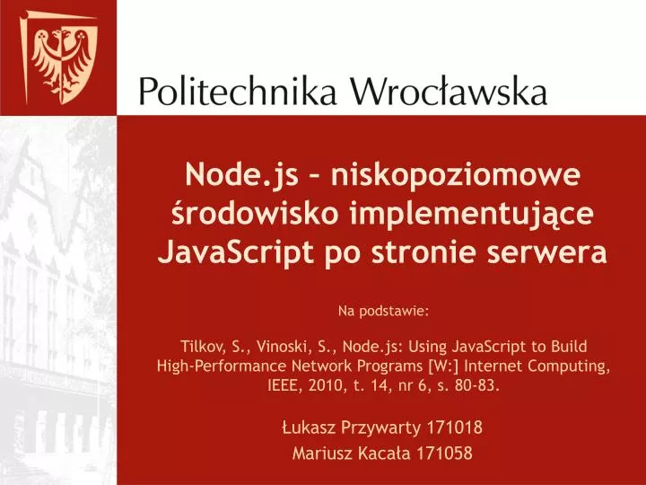 node js niskopoziomowe rodowisko implementuj ce javascript po stronie serwera