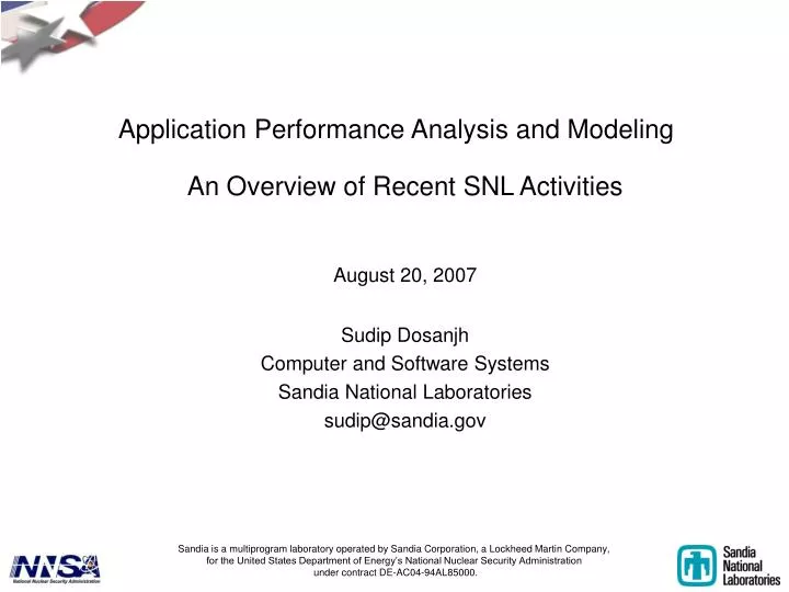 application performance analysis and modeling
