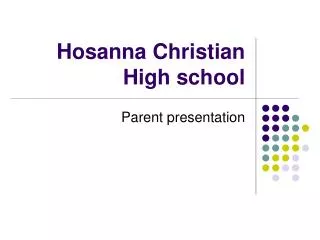 Hosanna Christian High school