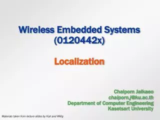 Wireless Embedded Systems (0120442x) Localization