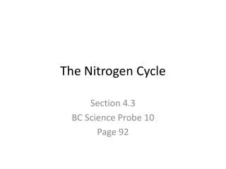 The Nitrogen Cycle