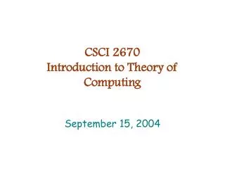 CSCI 2670 Introduction to Theory of Computing