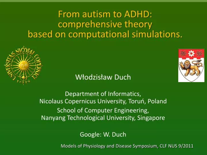 from autism to adhd comprehensive theory based on computational simulations