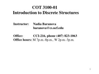 COT 3100-01 Introduction to Discrete Structures