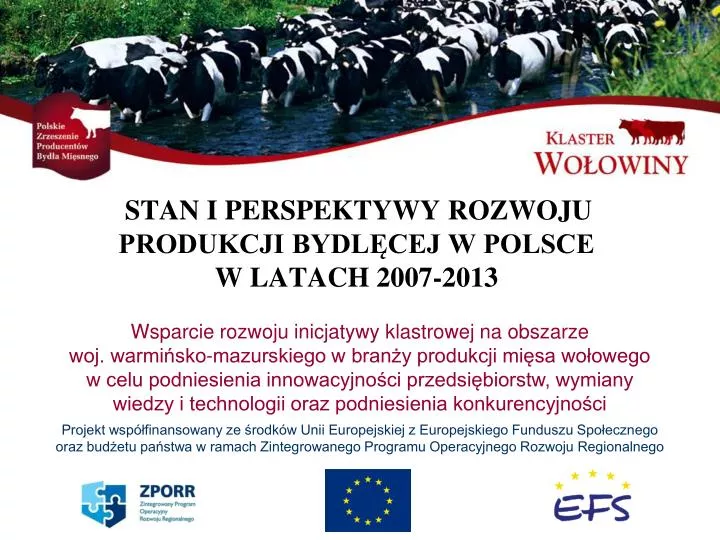 stan i perspektywy rozwoju produkcji bydl cej w polsce w latach 2007 2013