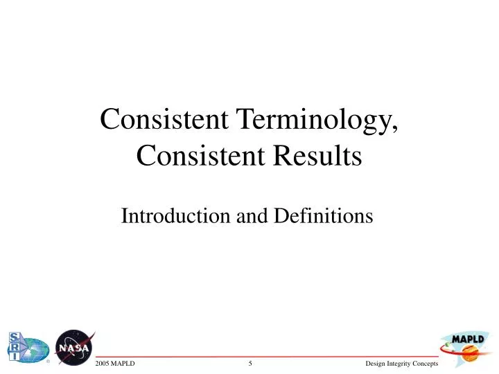 consistent terminology consistent results