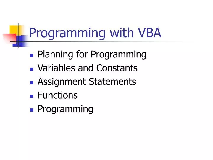 programming with vba