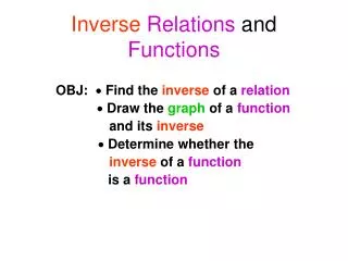 Inverse Relations and Functions