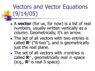 Vectors and Vector Equations (9/14/05)