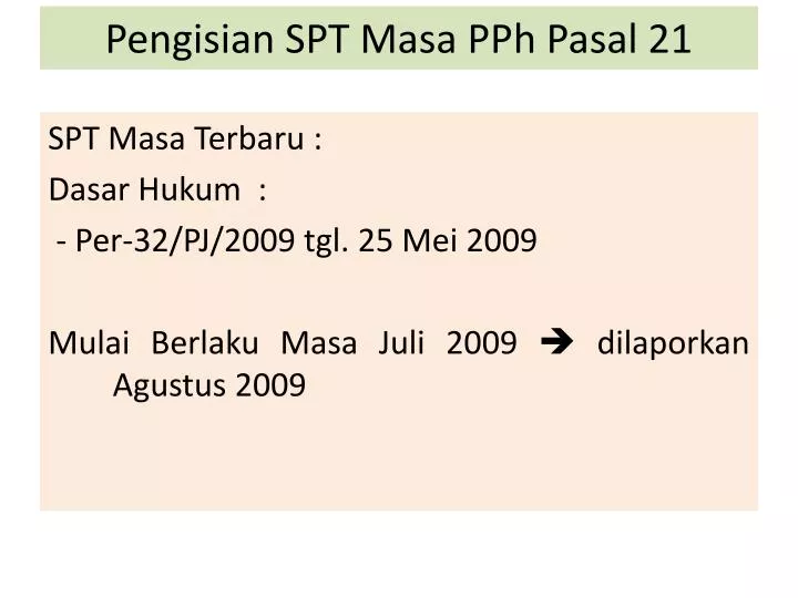 pengisian spt masa pph pasal 21