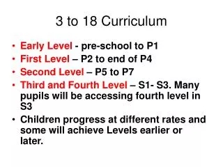 3 to 18 Curriculum