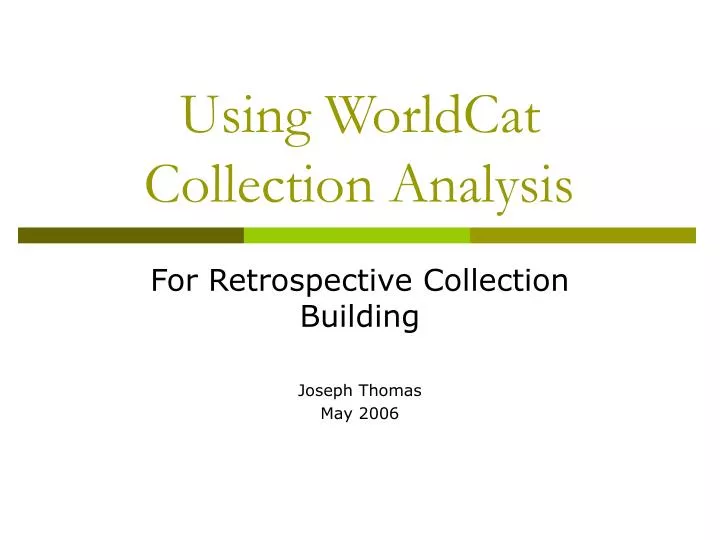 using worldcat collection analysis