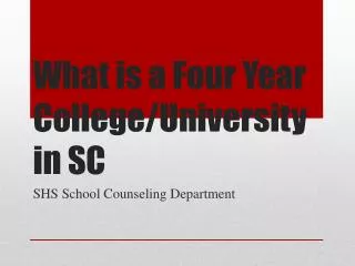What is a Four Year College/University in SC