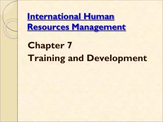 International Human Resources Management