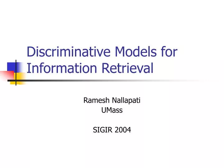 discriminative models for information retrieval