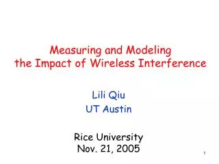 Measuring and Modeling the Impact of Wireless Interference