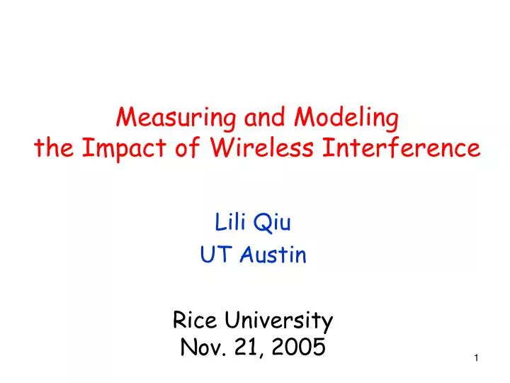 measuring and modeling the impact of wireless interference