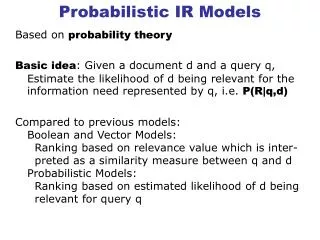 Probabilistic IR Models