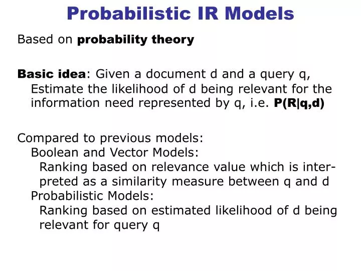 probabilistic ir models