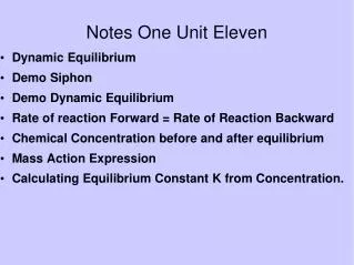 Notes One Unit Eleven